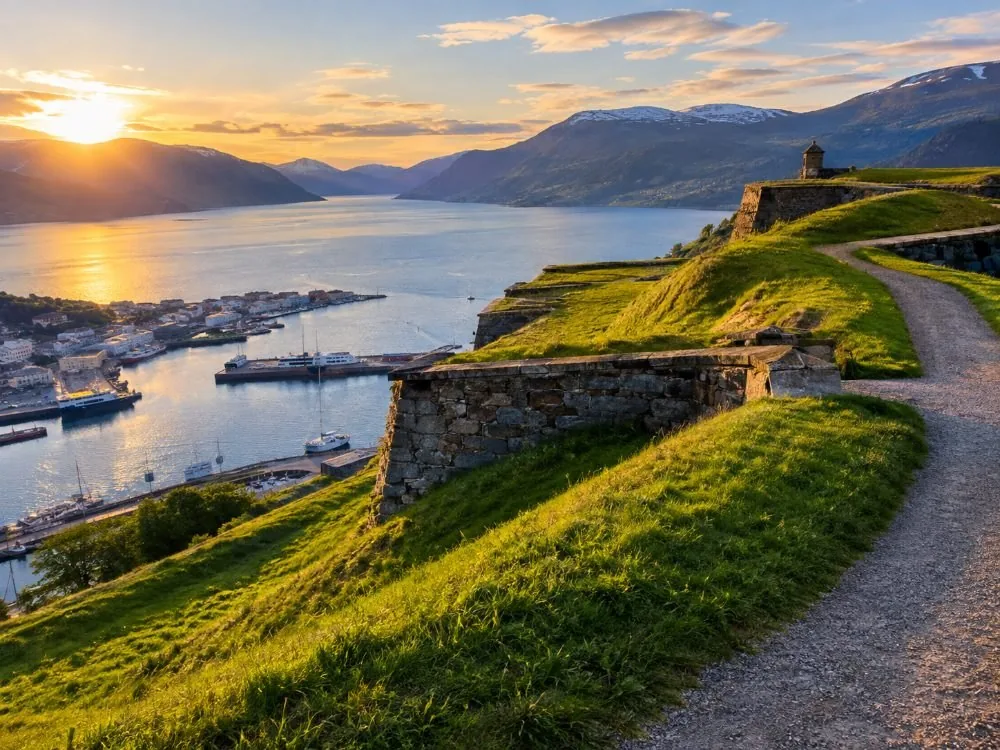 The rampart walk along the inner fortress walls, high above the harbour.